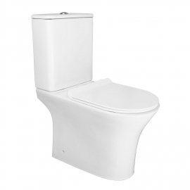 Унитаз-компакт безободковый, с механизмом Geberit AZARIO FRETTA ROUND 65х34х77 см, арт: AZ-1217 + AZ-1216-G