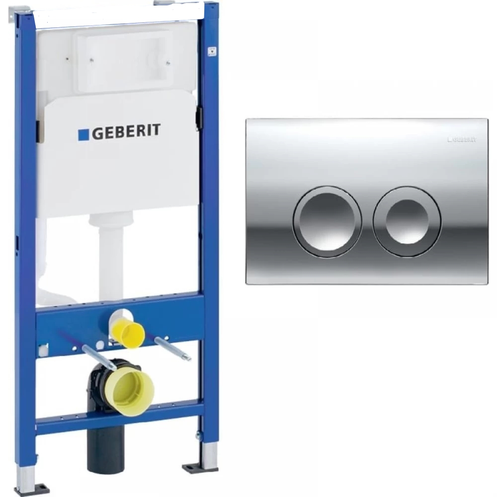Инсталляция для унитаза 3 в 1 + кнопка (хром глянец круглая) GEBERIT Duofix 18x50x112 см, арт: 458.124.21.1